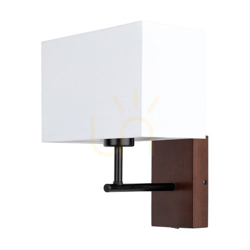 Verifica Aplică de perete Sonar 1xE27 Max. Lampă de 25 W din lemn de fag, nuc/metal negru/abat-jour alb, 22 cm