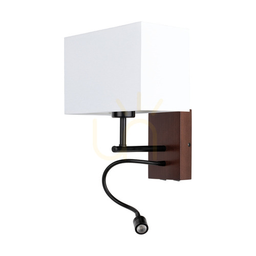 Verifica Aplică de perete Sonar 1xE27 Max. 25 W, include 1 LED de 4000 K și 2,5 W, lemn de fag și nuc / metal negru / abajur alb de 22 cm
