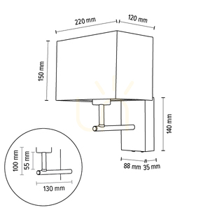 Aplică de perete Sonar 1xE27 Max. Lemn de fag și nuc de 25 W / Metal negru / Abajur gri de 22 cm small 2