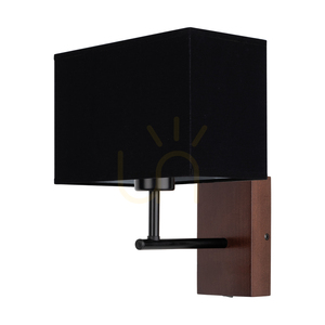 Aplică de perete Sonar 1xE27 Max. Lampă de 25 W din lemn de fag, nuc/metal negru/abat-jour negru, 22 cm small 0