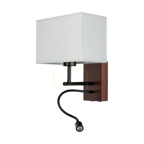 Verifica Aplică de perete Sonar 1xE27 Max. 25 W, include 1x LED 4000 K, 2,5 W, lemn de fag și nuc / metal negru / abajur gri de 22 cm