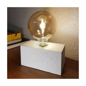 Lampă de masă dublă „Strong”, 1xE27, Max. 25 W, beton alb/cablu din PVC negru, 18 cm small 1