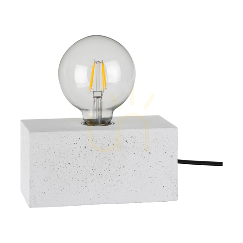 Verifica Lampă de masă dublă „Strong”, 1xE27, Max. 25 W, beton alb/cablu din PVC negru, 18 cm