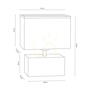 Lampă de masă dublă „Strong”, 1xE27, Max. 25 W, beton alb/cablu din PVC negru/abat-jour alb, 22 cm small 2