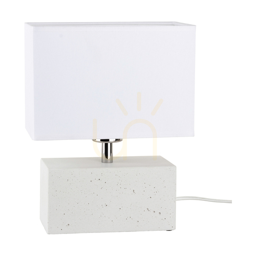 Verifica Lampă de masă dublă „Strong”, 1xE27, Max. 25 W, beton alb/cablu din PVC negru/abat-jour alb, 22 cm
