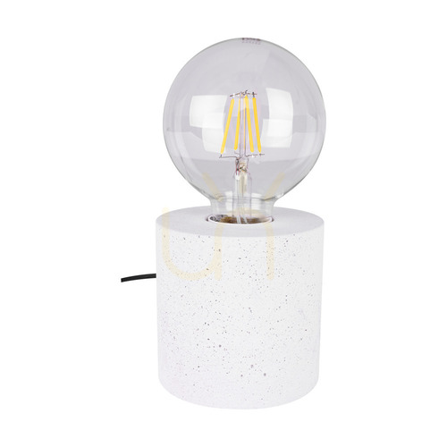 Verifica Lampă de masă rotundă „Strong”, 1xE27, Max. 25 W, beton alb/cablu din PVC negru, Ø 10 cm