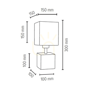 Lampă de masă pătrată „Strong”, 1xE27, Max. 25 W, gri beton/cablu din PVC negru/abat-jour alb, 15 cm small 2