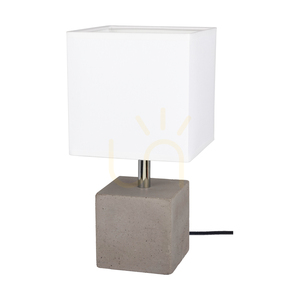 Lampă de masă pătrată „Strong”, 1xE27, Max. 25 W, gri beton/cablu din PVC negru/abat-jour alb, 15 cm small 0