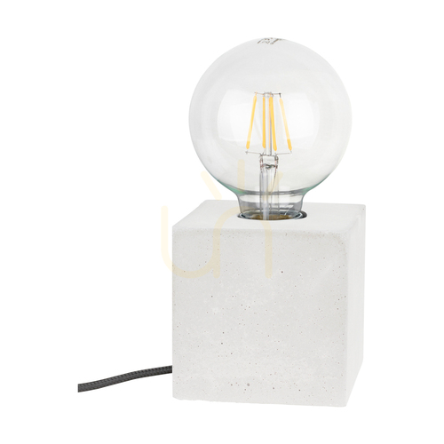 Verifica Lampă de masă pătrată „Strong”, 1xE27, Max. 25 W, cablu din beton alb/PVC negru, 10 cm
