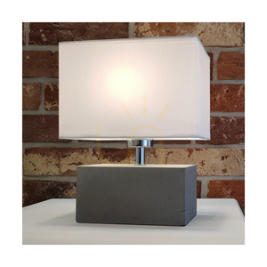 Lampă de masă dublă „Strong”, 1xE27, Max. 25 W, gri beton/cablu din PVC negru/abat-jour alb, 22 cm small 1