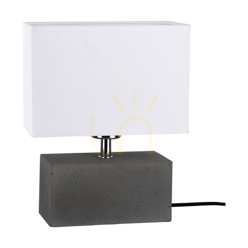 Verifica Lampă de masă dublă „Strong”, 1xE27, Max. 25 W, gri beton/cablu din PVC negru/abat-jour alb, 22 cm