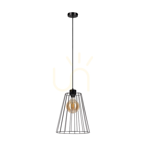 Verifica Lampă suspendată „Swan”, 1xE27, Max. 60 W, metal negru/cablu din PVC negru/abat-jour din metal negru, Ø 30 cm