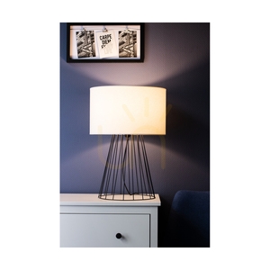 Lampa de masă „Swan”, 1xE27, Max. 60 W, metal negru/cablu din PVC negru/abat-jour alb, Ø 40 cm small 4