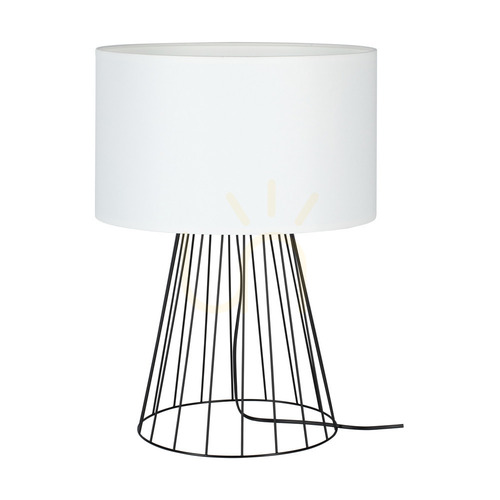 Verifica Lampa de masă „Swan”, 1xE27, Max. 60 W, metal negru/cablu din PVC negru/abat-jour alb, Ø 40 cm