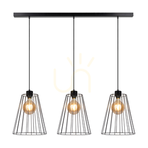 Lampă suspendată „Swan”, 3xE27, Max. 60 W, metal negru/cablu din PVC negru/abat-jour din metal negru, 117 cm small 1
