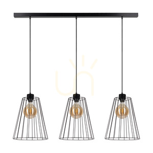 Lampă suspendată „Swan”, 3xE27, Max. 60 W, metal negru/cablu din PVC negru/abat-jour din metal negru, 117 cm small 0