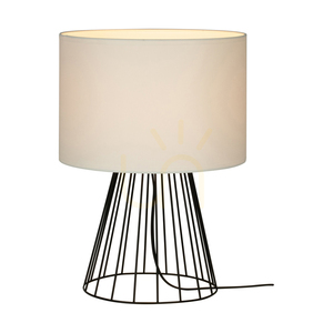 Lampa de masă „Swan”, 1xE27, Max. 40 W, metal negru/cablu din PVC negru/abat-jour alb, Ø 25 cm small 1