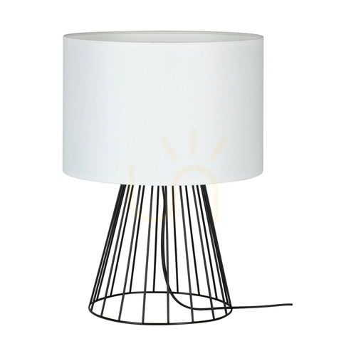 Verifica Lampa de masă „Swan”, 1xE27, Max. 40 W, metal negru/cablu din PVC negru/abat-jour alb, Ø 25 cm