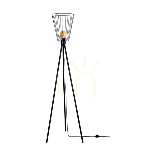 Verifica Lampa de podea Swan, 1xE27, Max. 40 W, metal negru/cablu din PVC negru/abat-jour din metal negru, Ø 30 cm