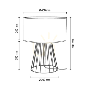 Lampa de masă „Swan”, 1xE27, Max. 60 W, metal negru/cablu din PVC negru/abat-jour negru, Ø 40 cm small 4