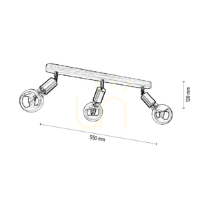 Lampă de tavan Takada, 3xE27, Max. 25 W, pin vopsit în gri / metal negru, 55 cm small 2