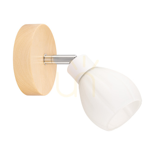 Verifica Aplică de perete Talea, include 1 bec LED G9 (Max.. 3 W), mesteacăn/metal alb/abat-jour din sticlă albă, Ø 10 cm