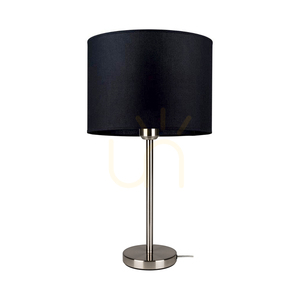 Lampa de masă Tamara, 1xE27, Max. 40 W, metal satinat/cablu din PVC transparent/abat-jour negru, Ø 25 cm small 0