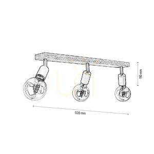 Lampa de tavan Tamea, 3xE27, Max. 25 W, stejar tratat cu ulei/metal negru, 52 cm small 3