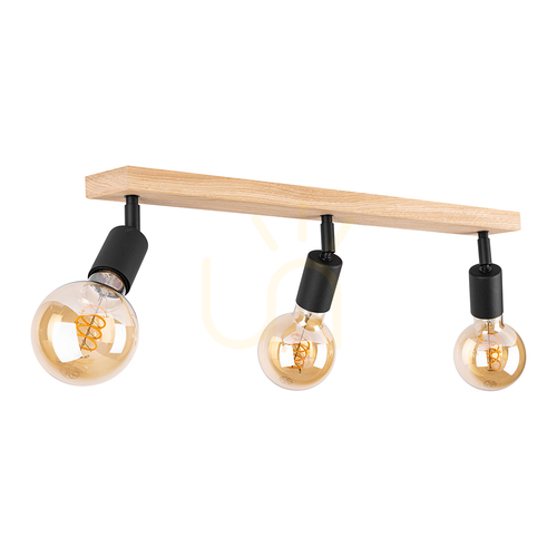 Verifica Lampa de tavan Tamea, 3xE27, Max. 25 W, stejar tratat cu ulei/metal negru, 52 cm
