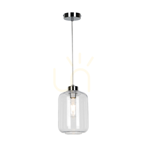 Lampa suspendată Tarro, 1xE27, Max. 60 W, metal cromat / cablu din PVC transparent / abajur din sticlă transparentă, Ø 17 cm small 1