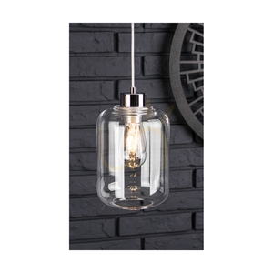 Lampa suspendată Tarro, 1xE27, Max. 60 W, metal cromat / cablu din PVC transparent / abajur din sticlă transparentă, Ø 17 cm small 2