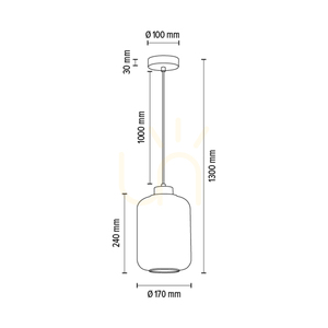 Lampa suspendată Tarro, 1xE27, Max. 60 W, metal cromat / cablu din PVC transparent / abajur din sticlă transparentă, Ø 17 cm small 4