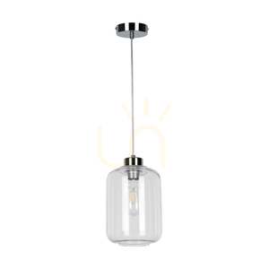 Lampa suspendată Tarro, 1xE27, Max. 60 W, metal cromat / cablu din PVC transparent / abajur din sticlă transparentă, Ø 17 cm small 0