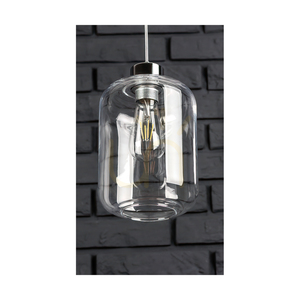 Lampa suspendată Tarro, 3xE27, Max. 60 W, metal cromat / cablu din PVC transparent / abajur din sticlă transparentă, 76 cm small 2
