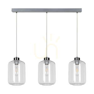 Lampa suspendată Tarro, 3xE27, Max. 60 W, metal cromat / cablu din PVC transparent / abajur din sticlă transparentă, 76 cm small 0