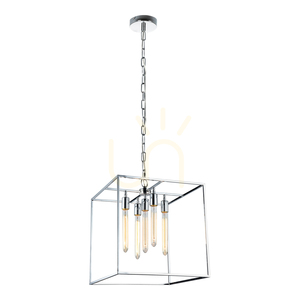Lampa suspendată Telaio, 5xE27, Max. 60 W, metal cromat/sticlă transparentă, 35,5 cm small 0