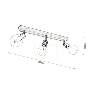 Lampa de tavan Tessa, 3xE14, mesteacăn/metal satinat/abat-jour din sticlă albă-transparentă, 55 cm small 2