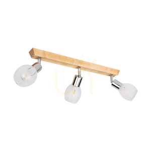 Lampa de tavan Tessa, 3xE14, mesteacăn/metal satinat/abat-jour din sticlă albă-transparentă, 55 cm small 0