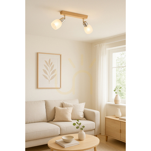 Lampa de tavan Tessa, 2xE14, Max. 40 W, mesteacăn/metal satinat/abat-jour din sticlă albă-transparentă, 39 cm small 1