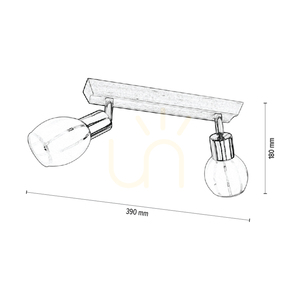 Lampa de tavan Tessa, 2xE14, Max. 40 W, mesteacăn/metal satinat/abat-jour din sticlă albă-transparentă, 39 cm small 2