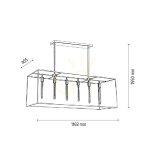 Lampa suspendată Telaio, 6xE27, Max. 60 W, metal cromat/sticlă transparentă, 116,8 cm small 2