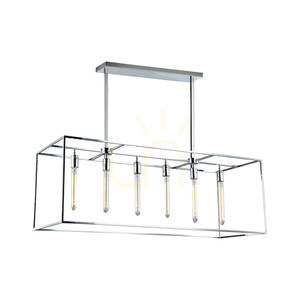 Lampa suspendată Telaio, 6xE27, Max. 60 W, metal cromat/sticlă transparentă, 116,8 cm small 0