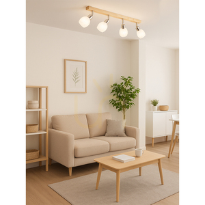 Lampa de tavan Tessa, 4xE14, Max. 40 W, mesteacăn/metal satinat/abat-jour din sticlă albă-transparentă, 78 cm small 1