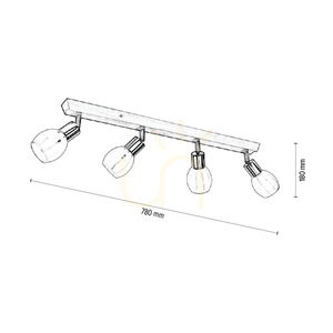 Lampa de tavan Tessa, 4xE14, Max. 40 W, mesteacăn/metal satinat/abat-jour din sticlă albă-transparentă, 78 cm small 2