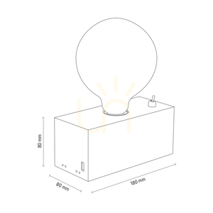 Lampa de masă Theo, 1xE27, Max. 25 W, mesteacăn/negru, cablu din PVC cu încărcător USB integrat, 18 cm small 2