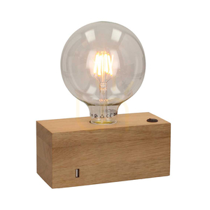 Lampa de masă Theo, 1xE27, Max. 25 W, stejar uleiat/negru, cablu din PVC cu încărcător USB integrat, 18 cm small 1