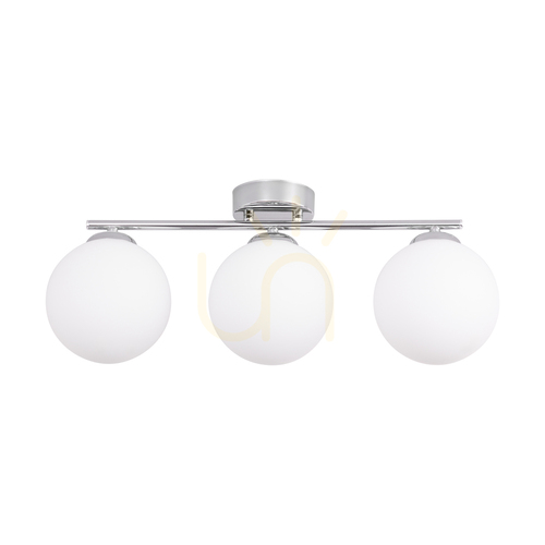 Verifica Lampa de tavan Tilo, 3xE14, Max. 25 W, metal cromat/abat-jour din sticlă albă, 54 cm