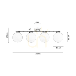 Lampa de tavan Tilo, 4xE14, Max. 25 W, metal cromat/abat-jour din sticlă albă, 77 cm small 5