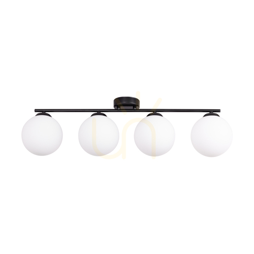 Verifica Lampa de tavan Tilo, 4xE14, Max. 25 W, metal negru/abat-jour din sticlă albă, 77 cm