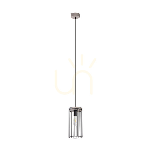Verifica Lampa suspendată Timeo, 1xE27, Max. 60 W, pin vopsit în gri, cablu din PVC/negru, abajur metalic Ø 15 cm
